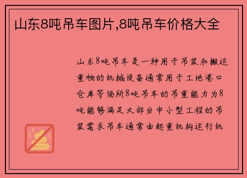 山东8吨吊车图片,8吨吊车价格大全