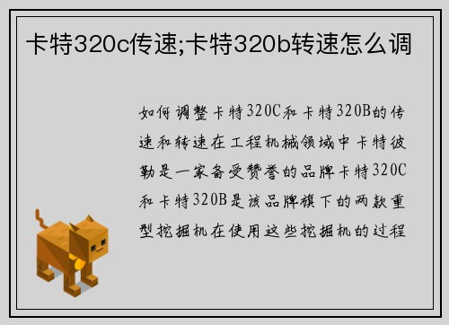 卡特320c传速;卡特320b转速怎么调